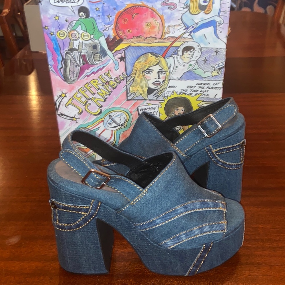 Jeffrey Campbell Mattix platforms in blue denim size 8.5 NIB